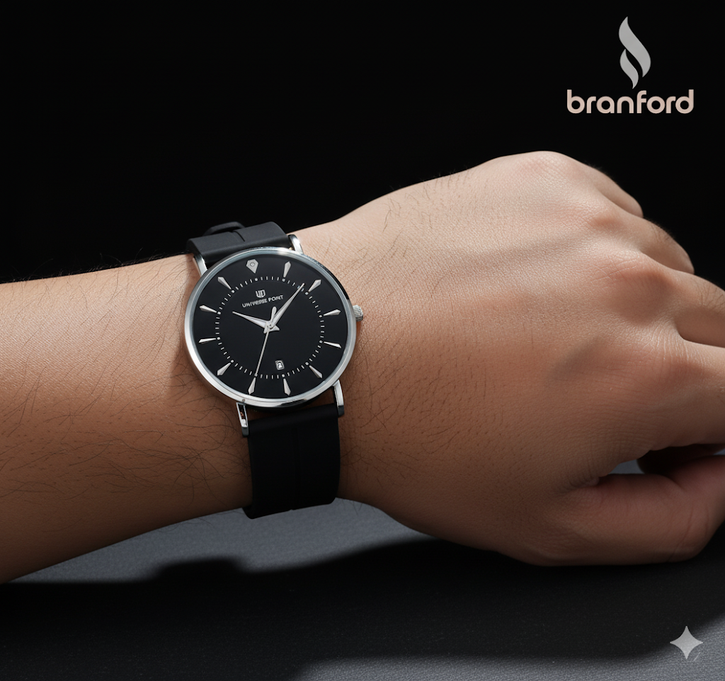 Men’s Slim Luxury Watch | Black & Silver Balloon Universe Point